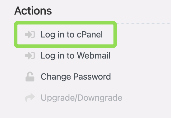 Log into cPanel link
